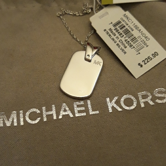 Kors Sterling Silver Cubic PAVE Dog Tag Necklace - Picture 7 of 7